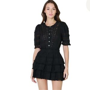 LoveShackFancy Black Ruffled Tiered Sundress